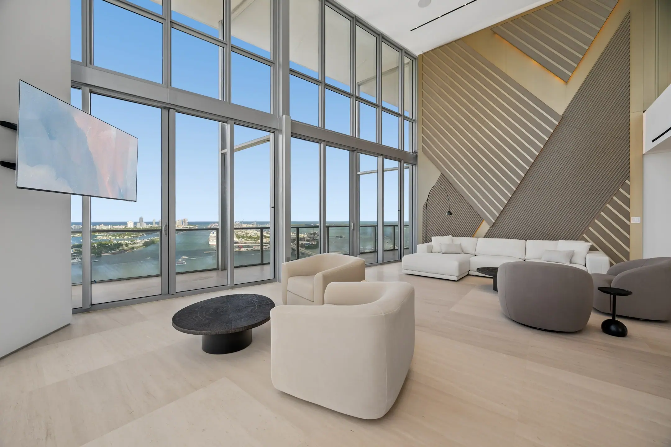 Living room at the Biscayne Tower Residence