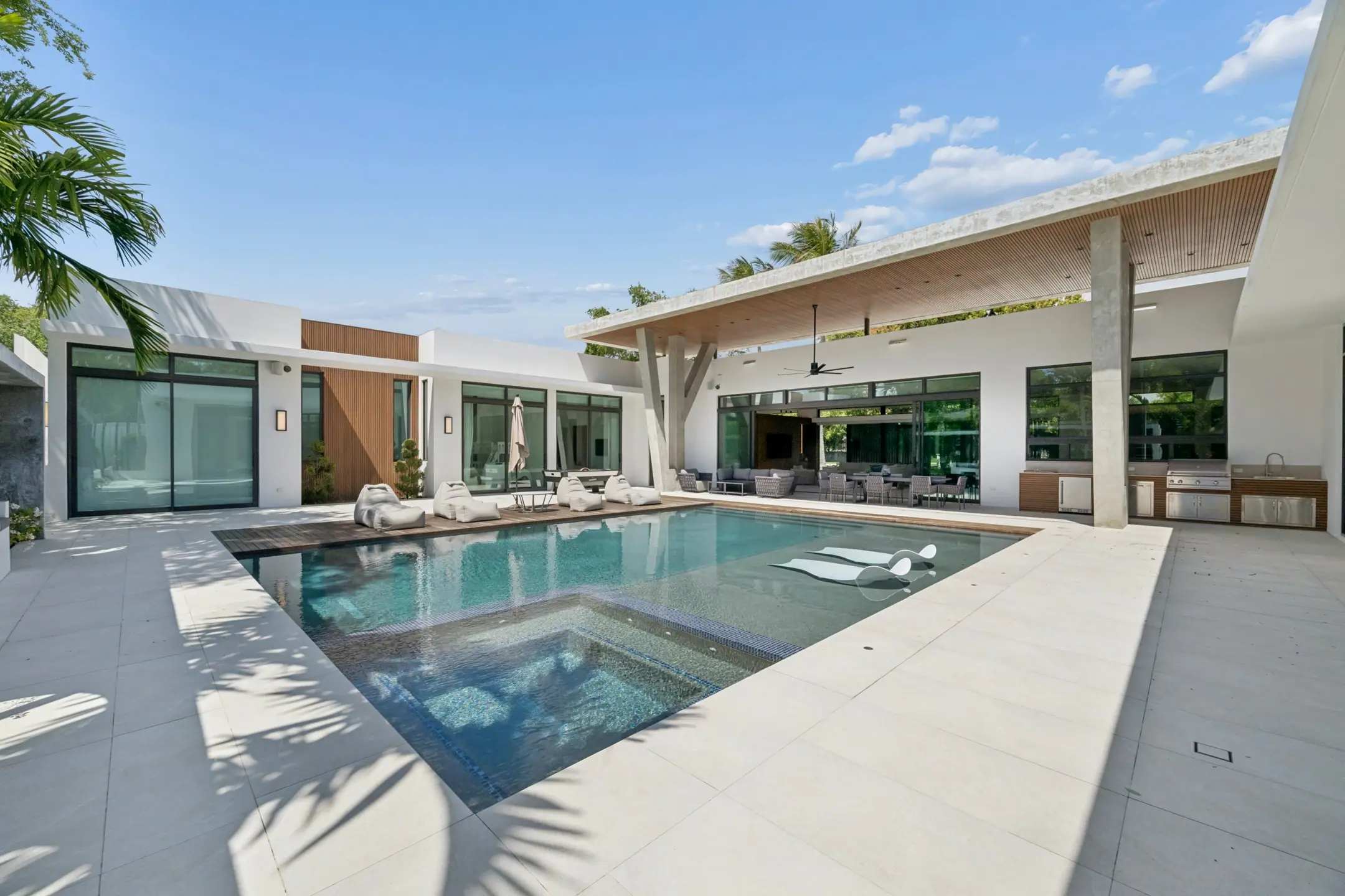 Pool and outdoor living area of the Miami Shores Estate